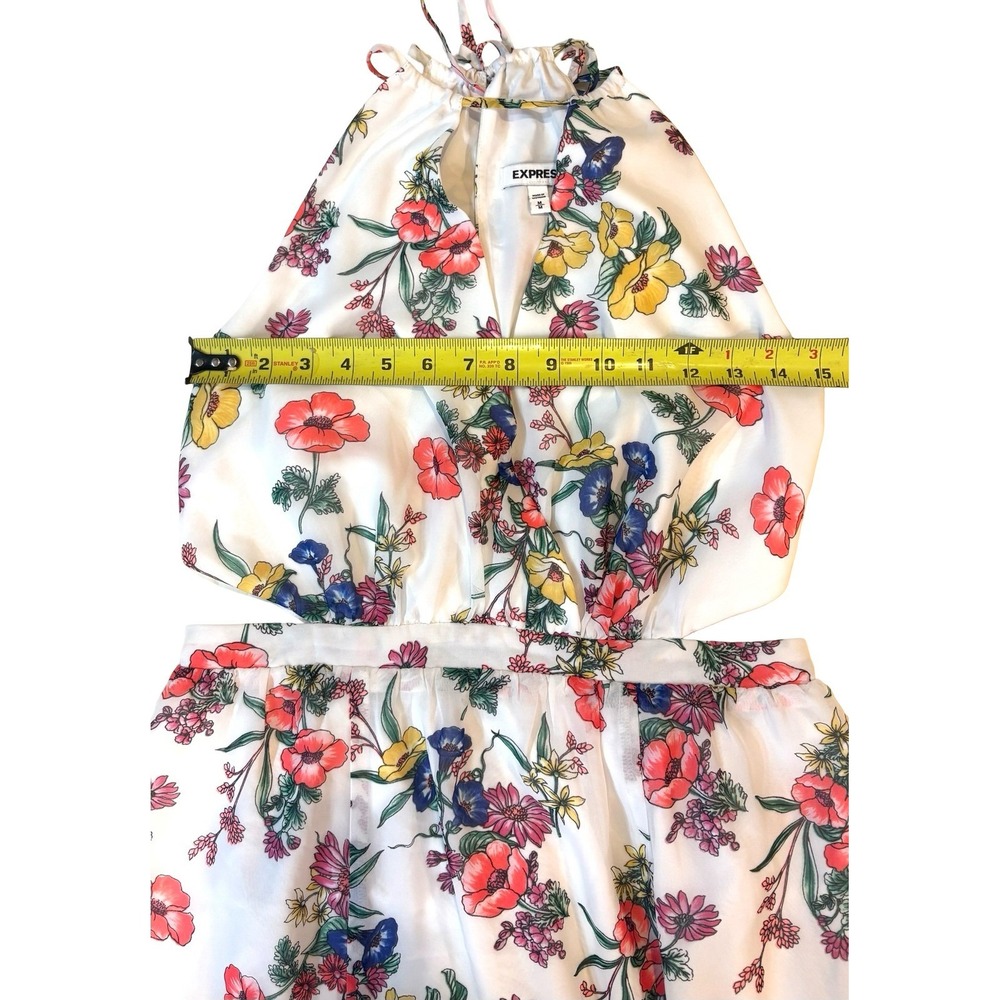 Express Floral Halter Maxi Dress Side Cutout Keyhole Boho Summer Wedding Size M - Picture 13 of 14